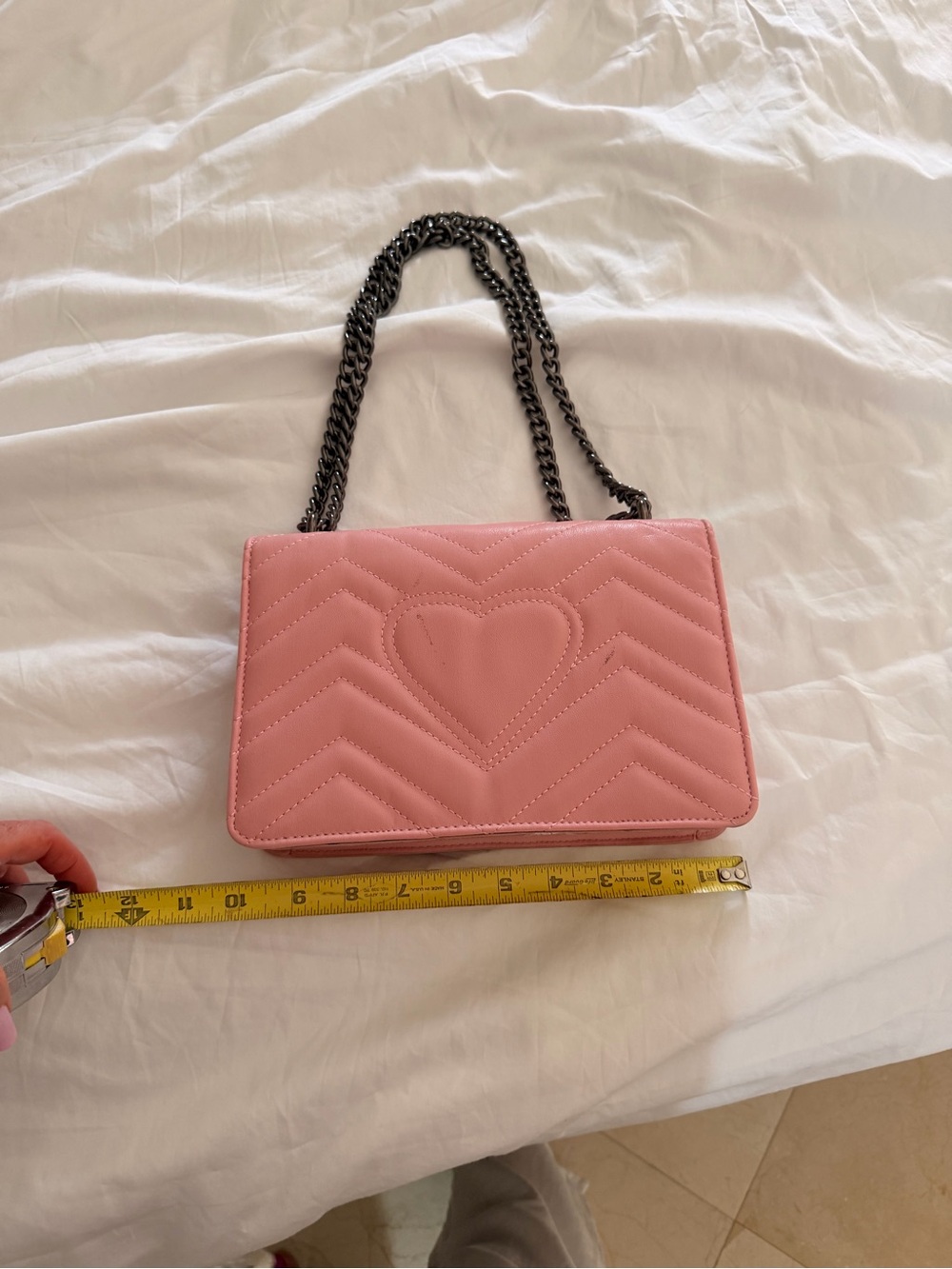 Pink Quilted Heart gucici style inspired  Shoulder Bag with Chain Strap